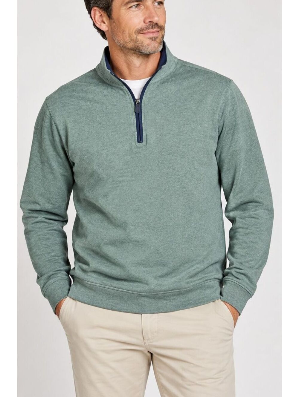 Johnnie-O Mens XL Green 100% Cotton Quarter Zip Pullover Golf Sweater